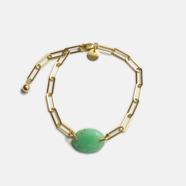 Bracelet chaîne trombone Chrysoprase Eurydice n°12