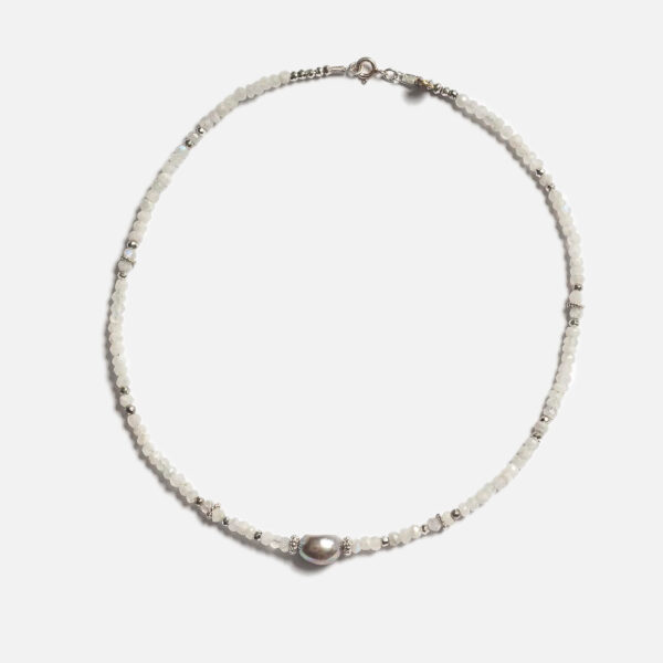 Collier en pierres de lune et perle d'eau douce