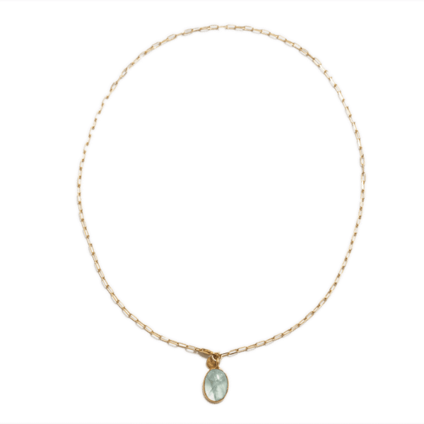 Collier sur chaîne plaqué et pendentif en pierre naturelle Gem