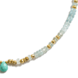 Collier Amrita N°2 Aquamarines et Pyrites briolette en Turquoise