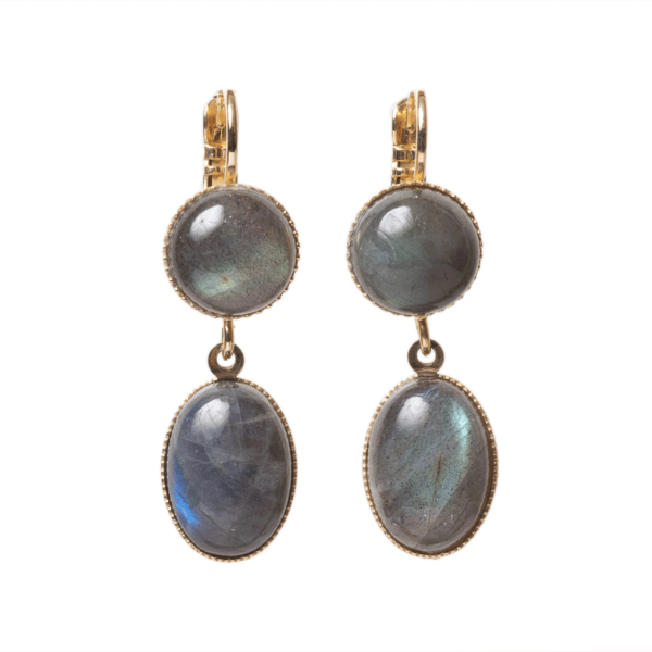 Dormeuses en plaqué Or 16 carats et Labradorite Gemma n°4