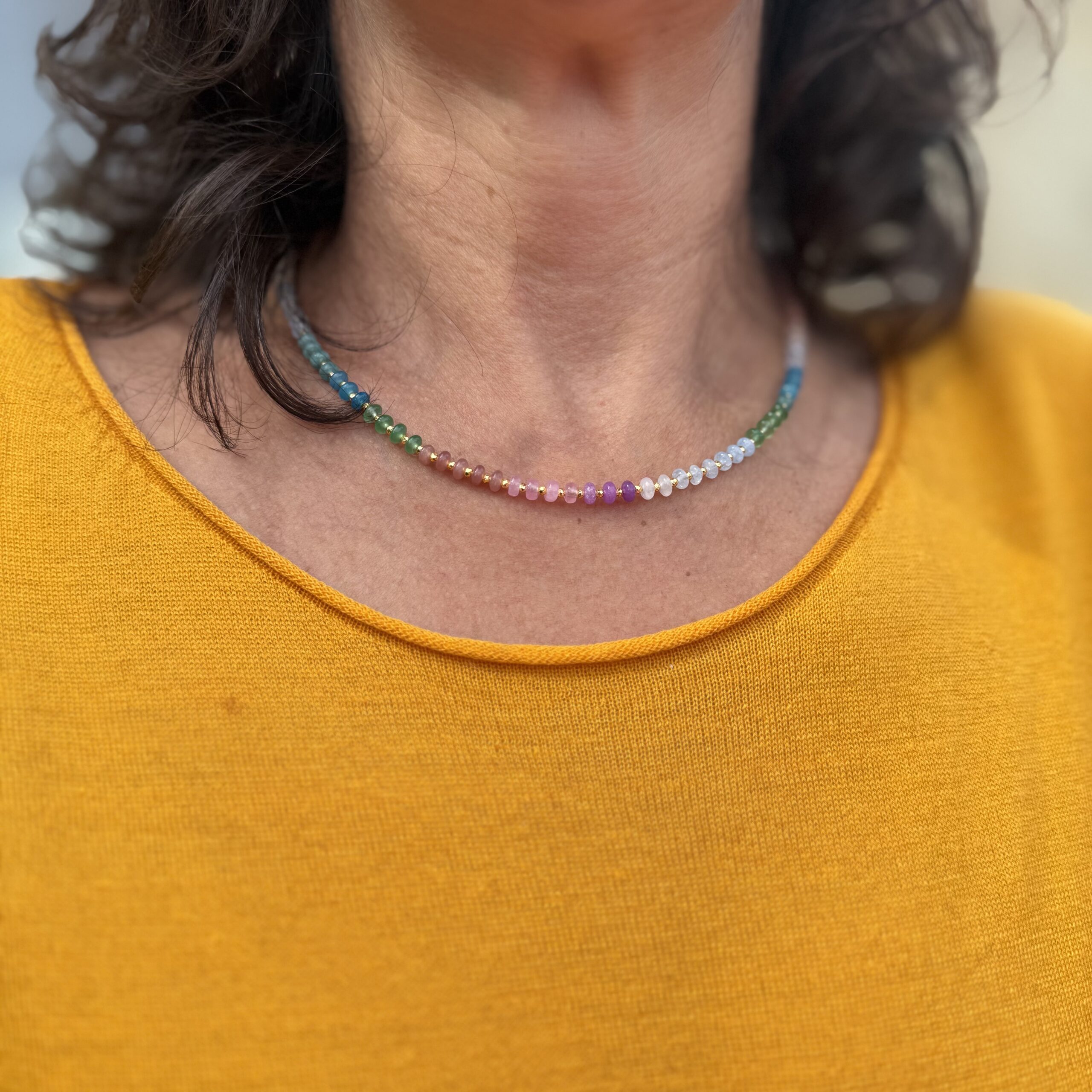 collier agate et pyrite ajustable