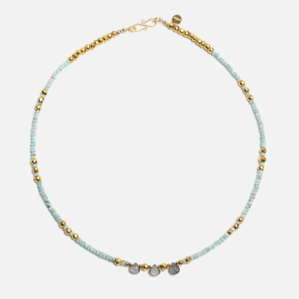 Collier en Larimar, Labradorite et Pyrite Joséphine N°2