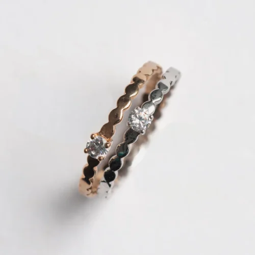 bague fine plaqué or argent zircon femme