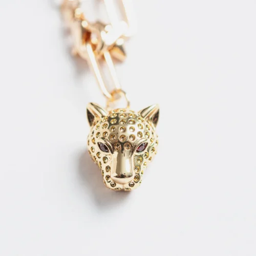 collier panthère zircon rouge