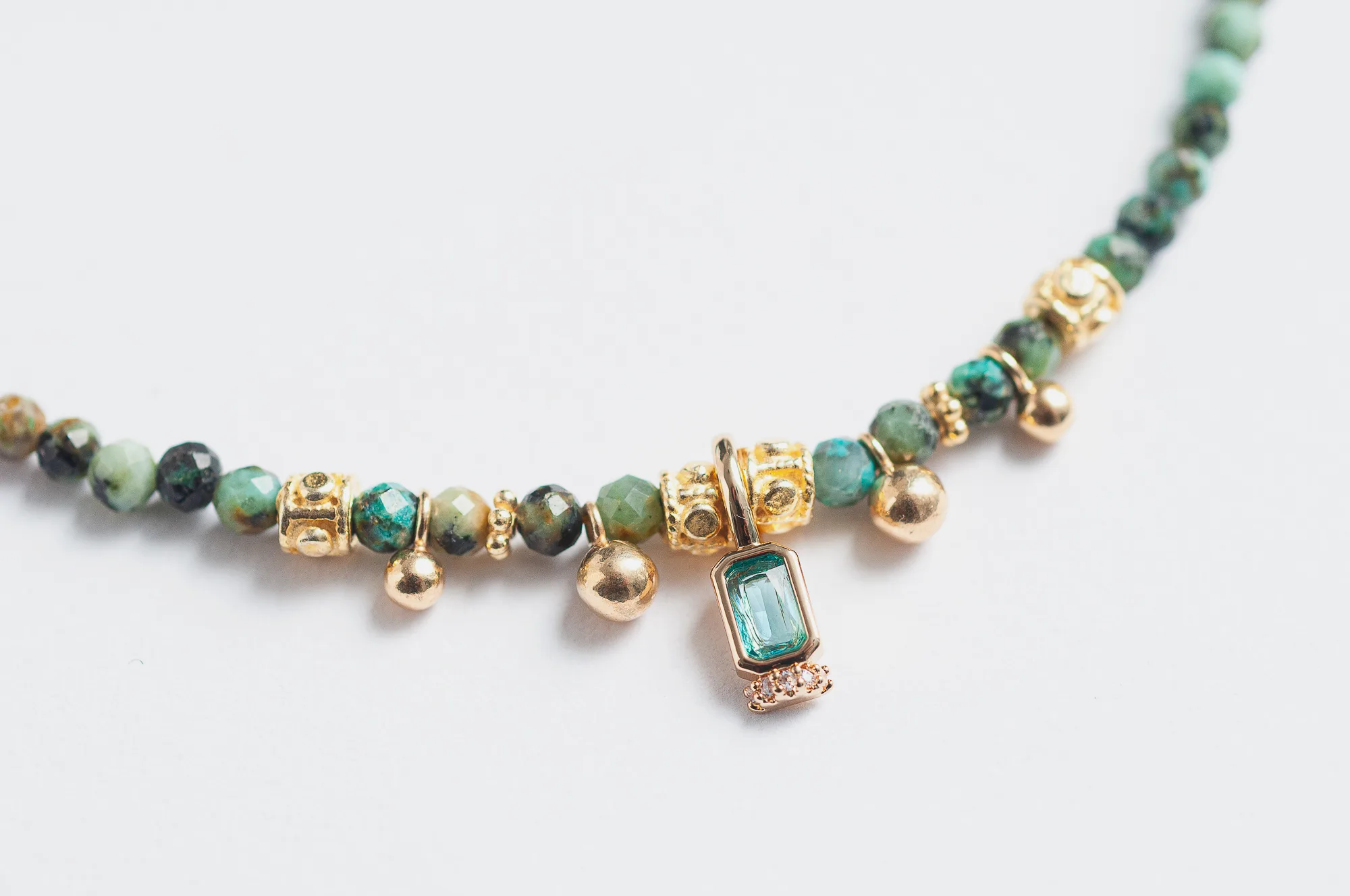 collier argent 925 doré turquoise africaine