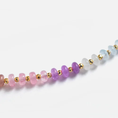 collier iris agates multicolores doré