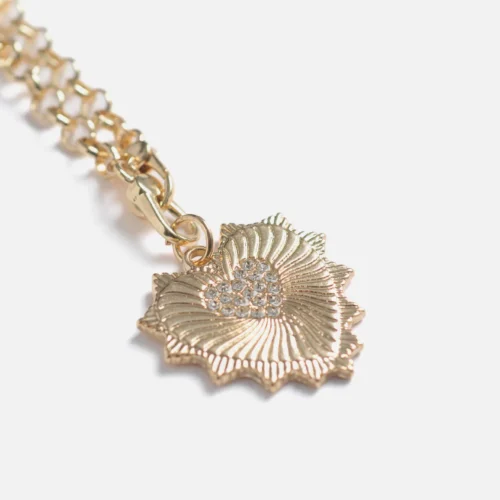 collier cœur doré femme pendentif ciselé zircons or fin 18 carats