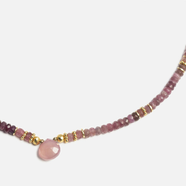 Collier en Tourmaline rose et briolette en Calcédoine Amrita N°12